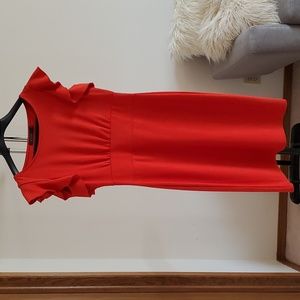 The Limited orange-red dress with top flounce